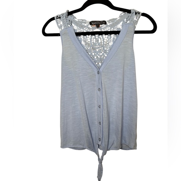☀️☀️ Almost Famous Light Blue Crochet Tank Top - Picture 1 of 4